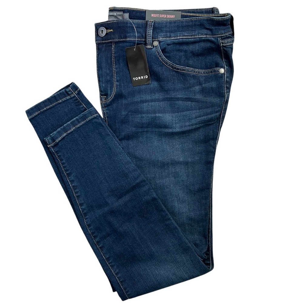 TORRID Women’s Midfit Super Skinny Jeans Blue Super Soft Extra Waist Room 18R